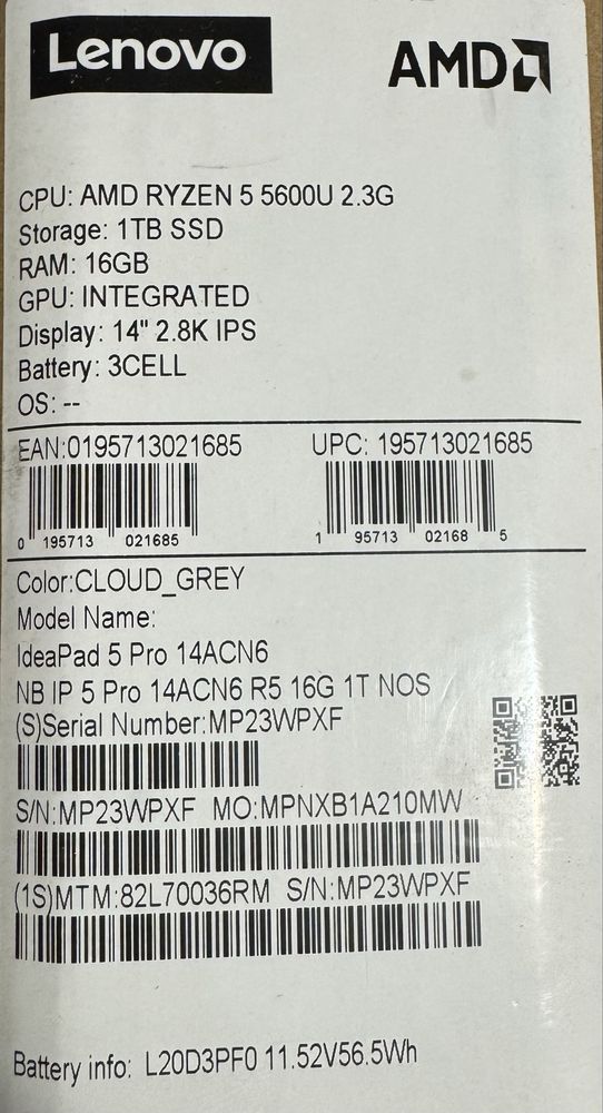Lenovo Ideapad 5 Slim | 16gb ram 1tb ssd 2.8k display