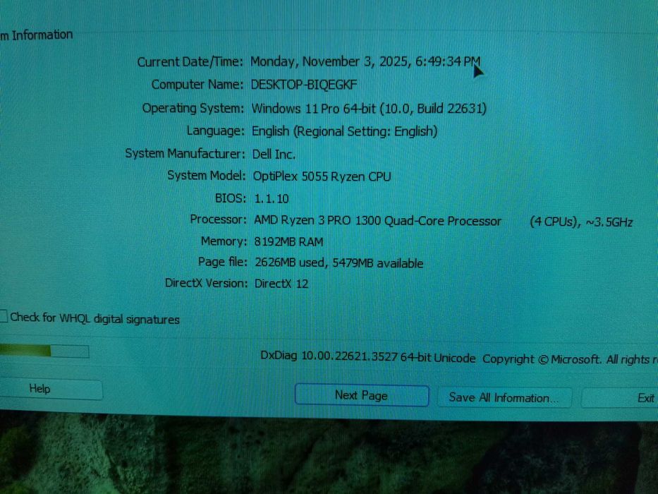 Dell Optiplex 5055 SFF , Ryzen 3 Pro , 8 Gb ddr 4 , Ssd + Hdd