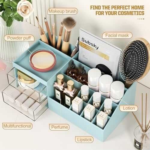 Нов Компактен грим органайзер с 10 секции и 2 чекмеджета за тоалетка