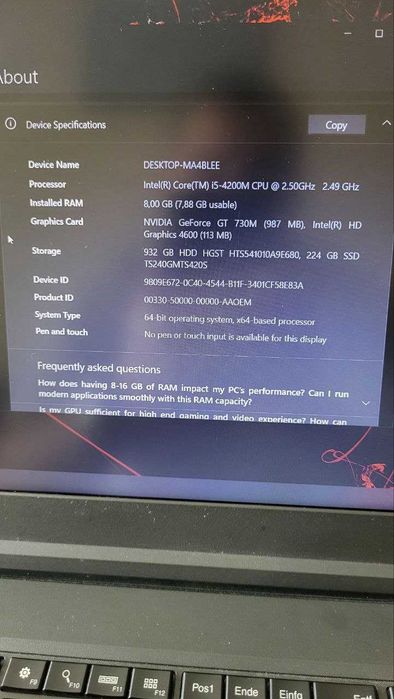 Лаптоп Lenovo Thinkpad T540 8gb RAM
