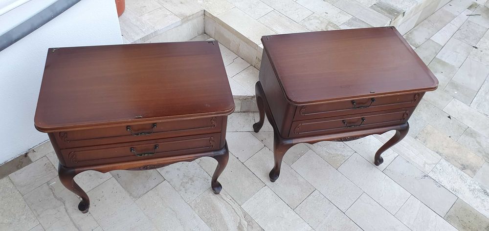 set 2 noptiere baroque vintage lemn masiv