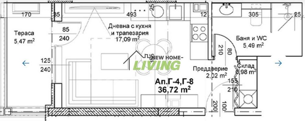 1-стаен в Пловдив-Смирненски площ 44 цена 67653
