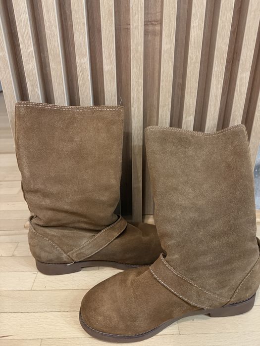 Cizme piele intoarsa maro