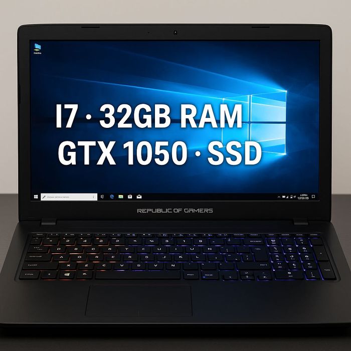 Laptop ASUS ROG GL553VD • i7-7700HQ • 32GB RAM • GTX 1050 4GB • SSD