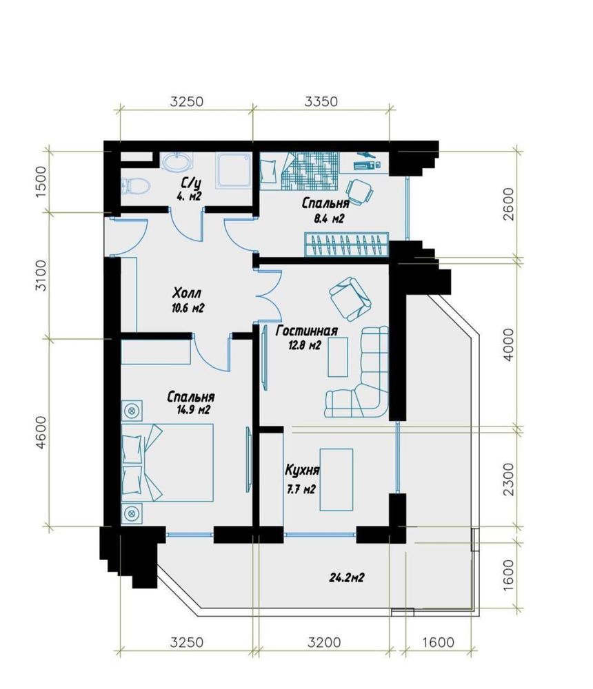Продаётся 3х кв. ЖК «Сапфир Терраса», 84м2. Ор-р Госпитальный рынок.