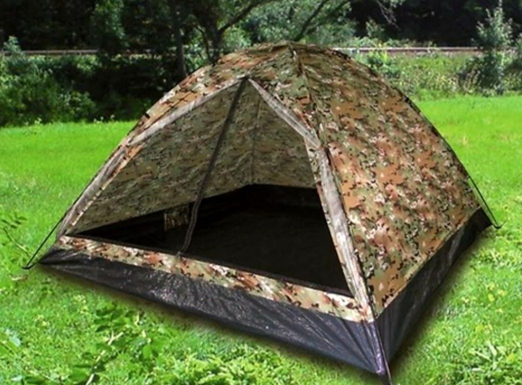 Cort camping ptr 2-3 persoane, impermeabil, cu husa, camuflaj