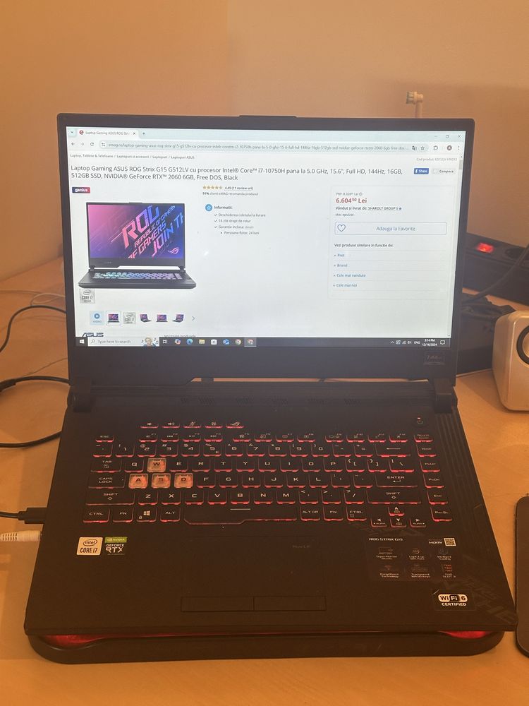 Asus Rog Strix G15 G512LV - i7 - 8GB Video - 16 RAM