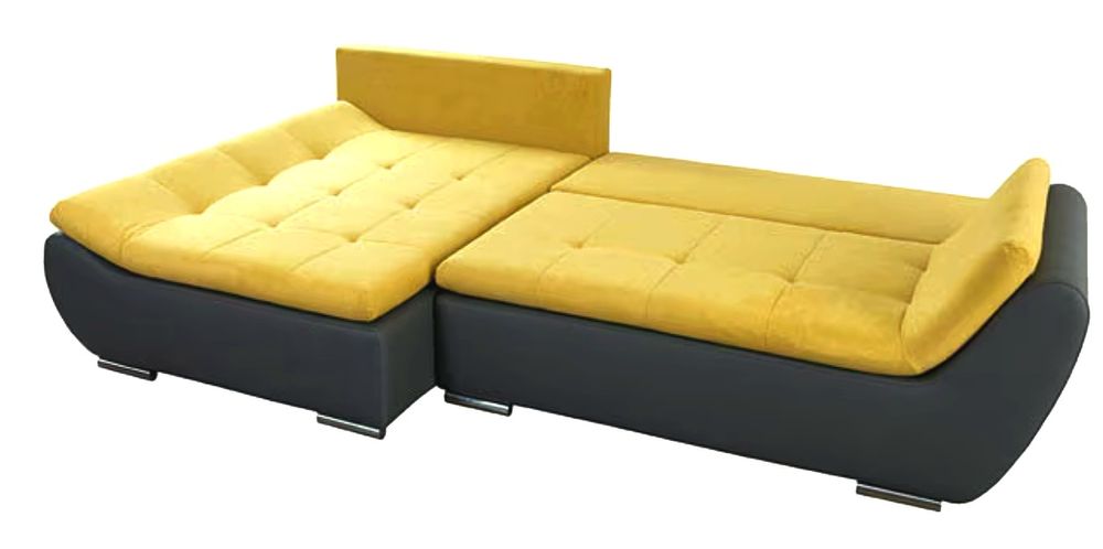 Colțar / Canapea extensibilă Ariva stânga, galben/gri, stofă/piele eco