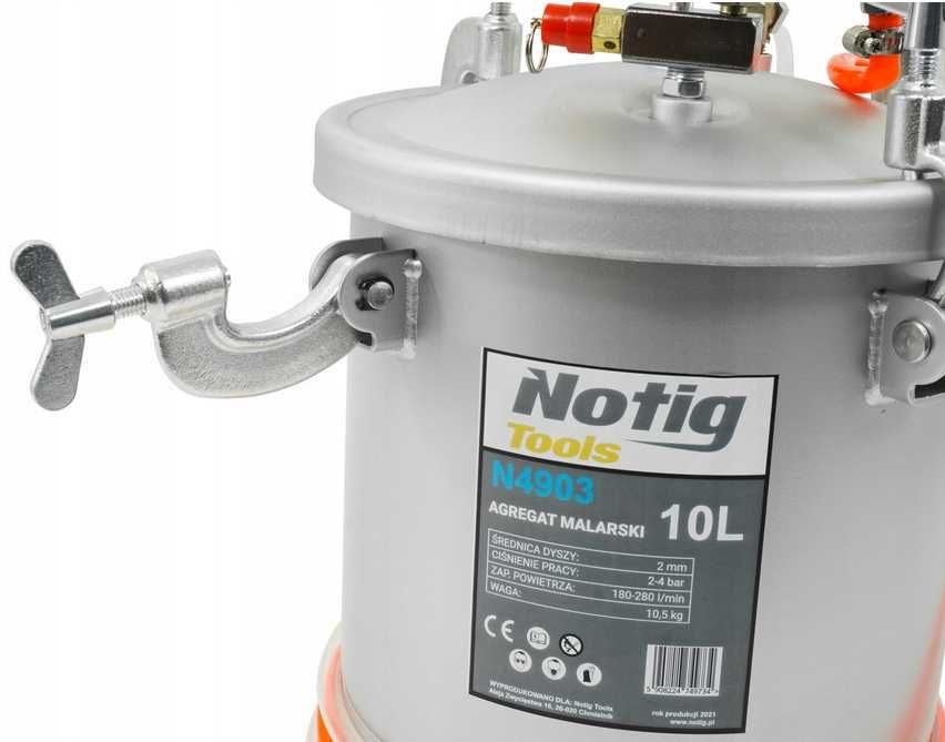 Pistol vopsit cu rezervor vas sub presiune 10L furtun 2.9m (N4903)