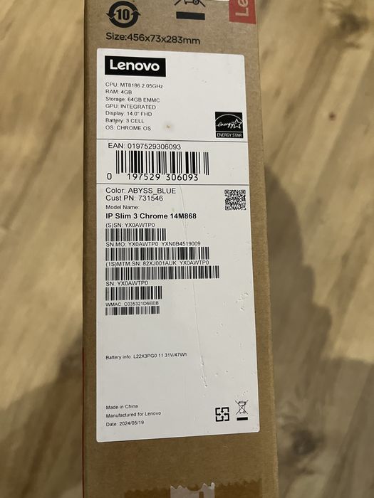 Laptop Lenovo Chromebook ideaPad Slim 3 14M868 64Gb 4Gb Ram ca Nou