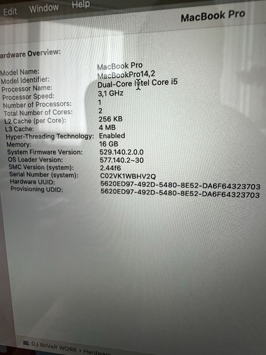 MACBOOK PRO 2017 i5/16gb/1tb