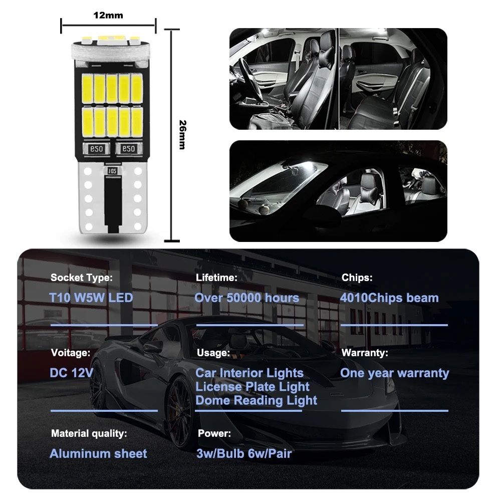 Bec led t10 w5w canbus pozitii,plafoniera,usi,numar