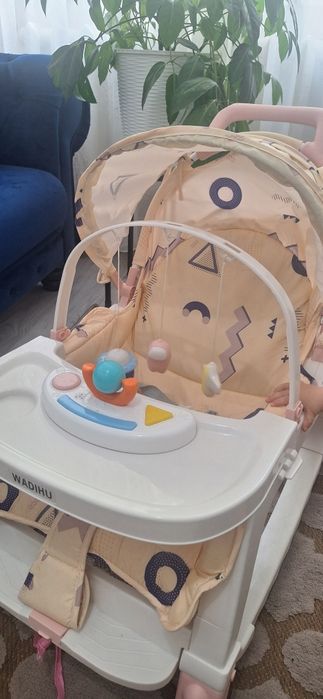 Balansoar multifuncțional 4 in 1 spătar reglabil, măsuță retractabilă