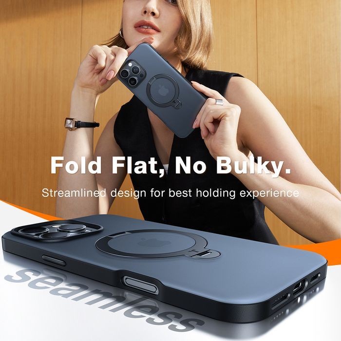 Husa pentru iPhone 17 - Torras Ostand Spin MagSafe Series - Black