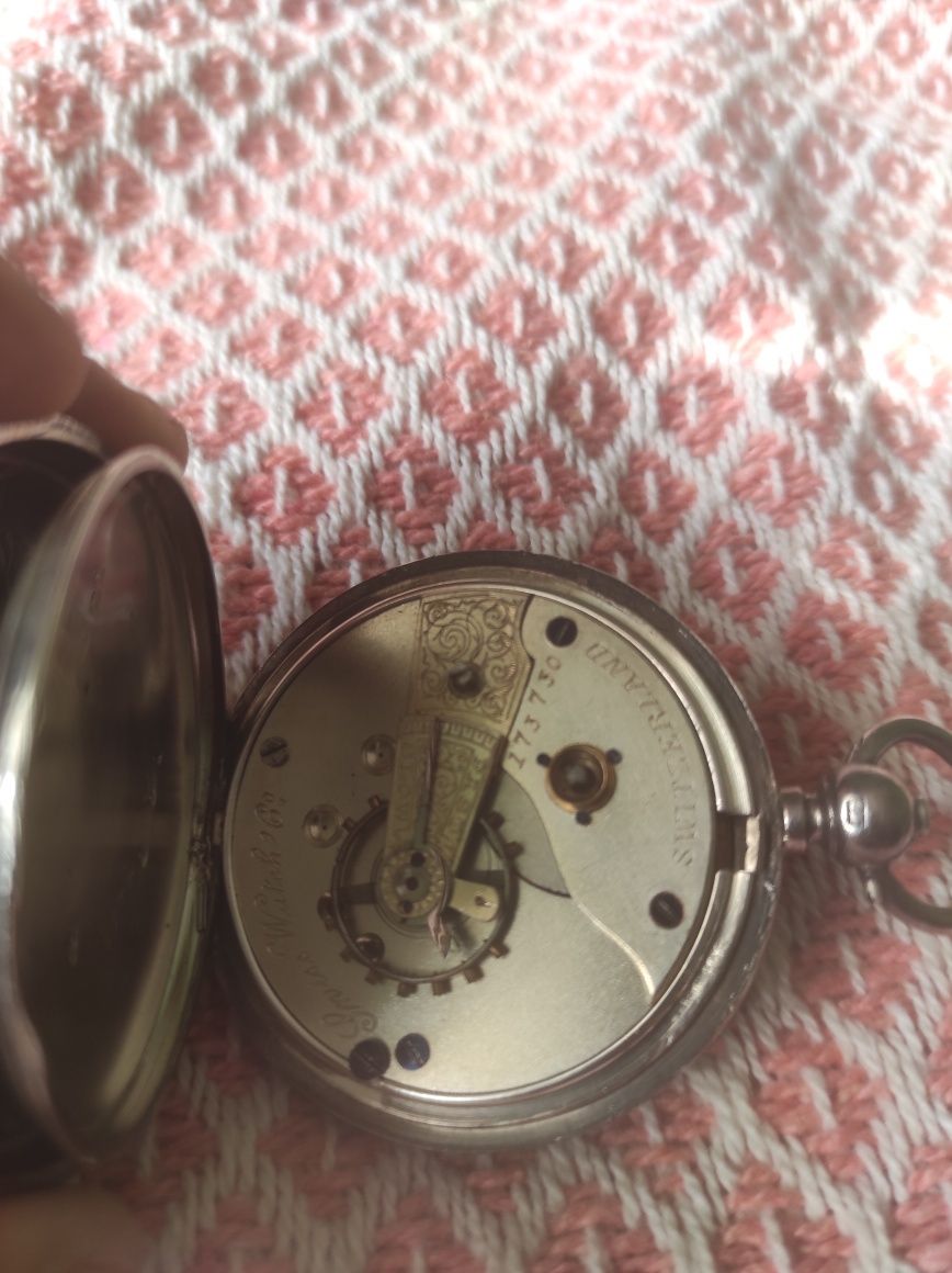 Ceas de buzunar - carcasa argint & cadran din metal