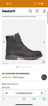 Черные ботинки Timberland, 36 размер, оригинал