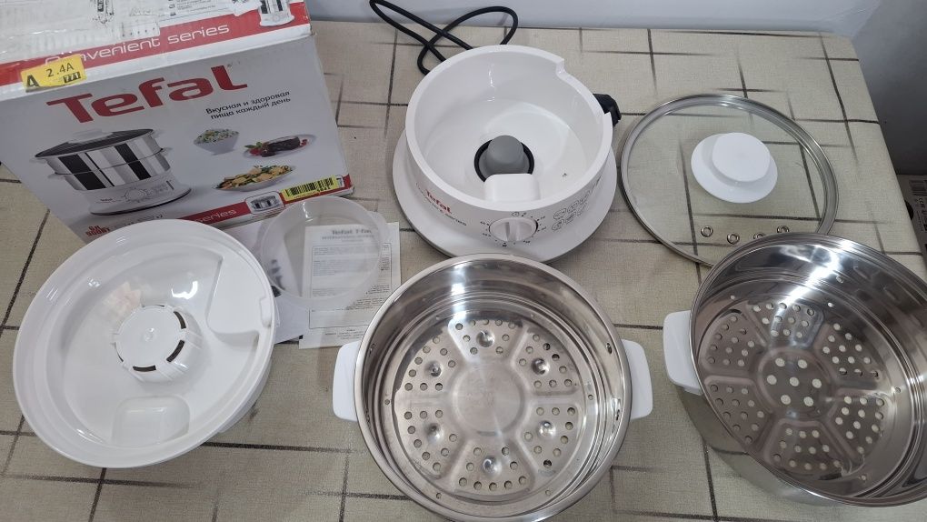 Уред за готвене на пара Tefal - VC145130, 900W, 2 зони, бял