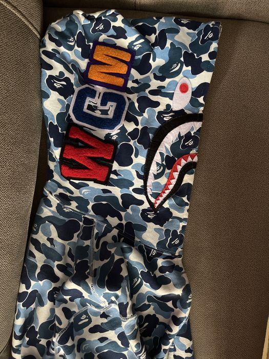 hanorac bape shark camo blue