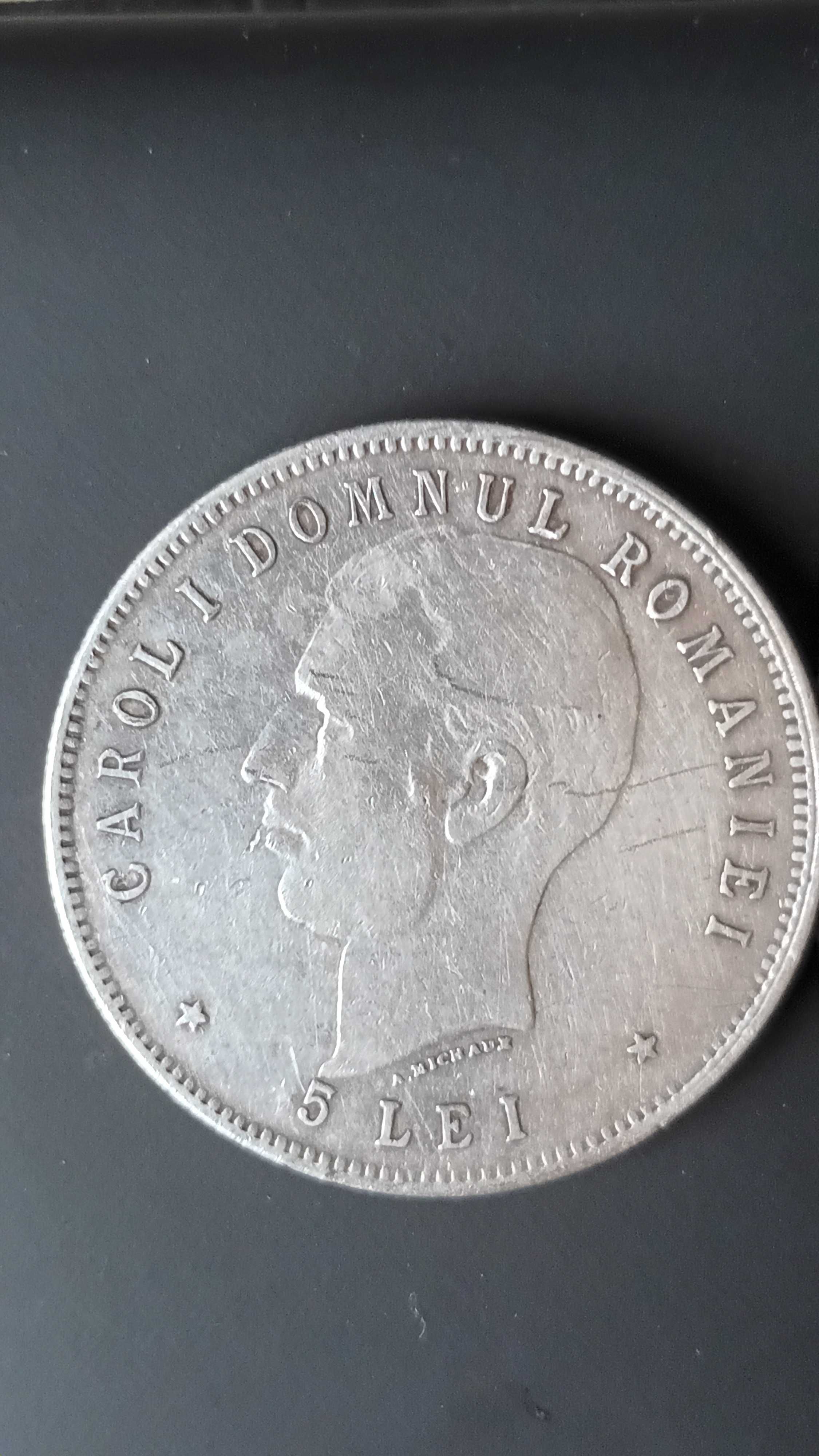 Moneda argint 5 lei 1890 - 1928 si moneda 5 lei din 1880