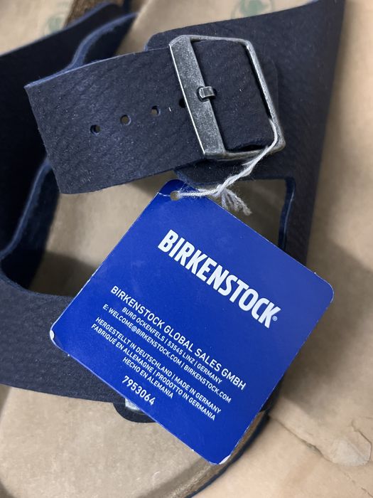 Birkenstock 43, bleumarin, piele intoarsa
