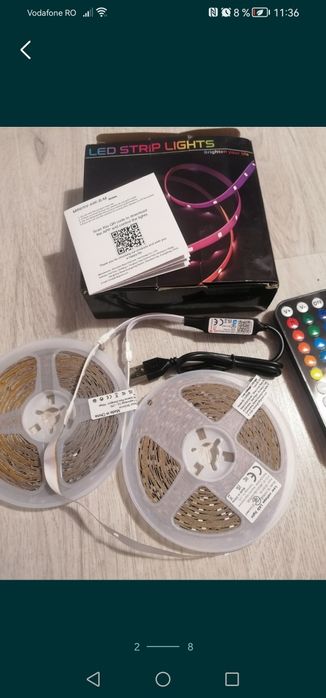 Banda lumini led RGB 2 role x 15m (30m), cu schimbare de culoare, nou