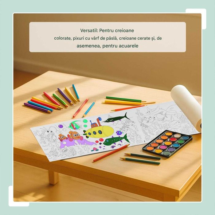 Rola hartie de colorat pentru copii XXL autoadeziva Sea Life 300x38 cm