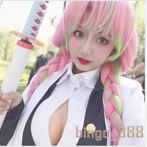 Аниме розова перука на плитки Kimetsu no Yaiba Kanroji Mitsuri