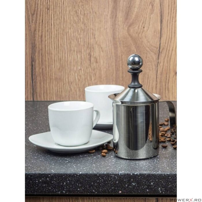 Spumator manual de lapte, aparat spumat, inox, 0,4 litri, Kinghoff