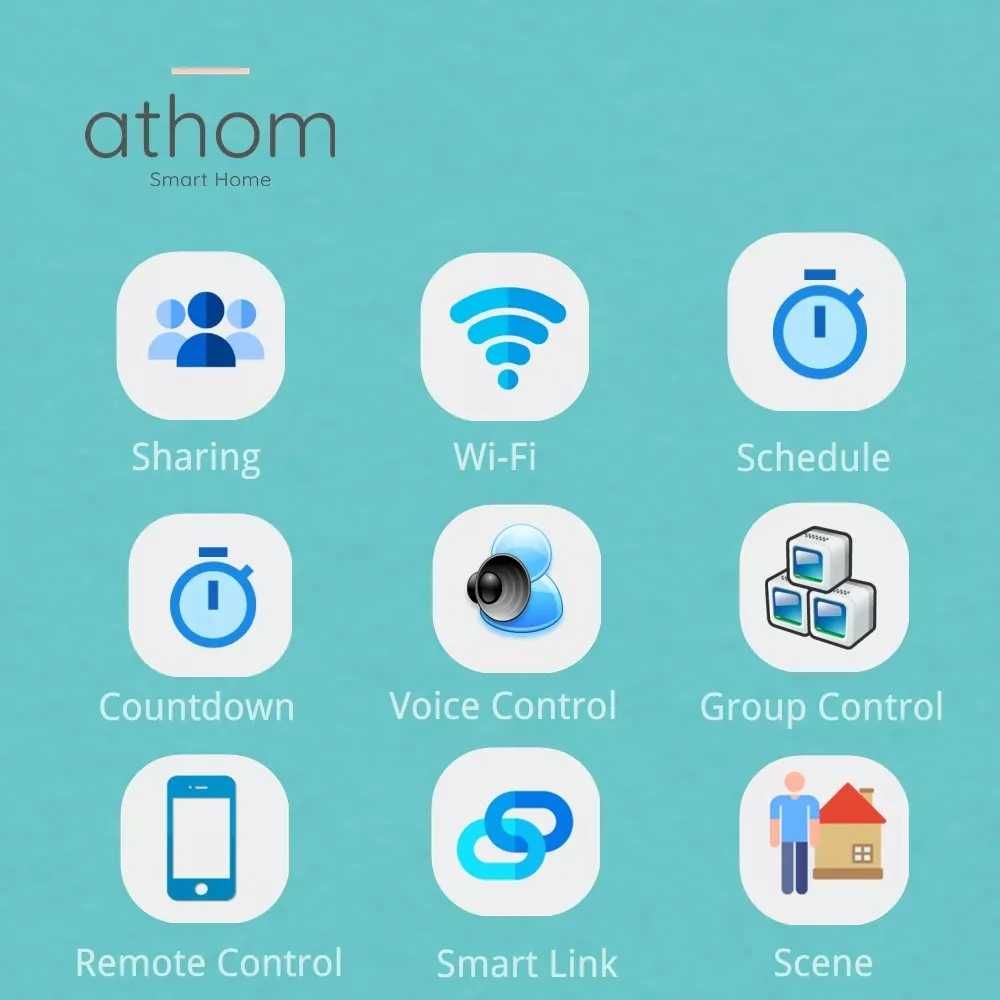 Intrerupator inteligent touch ATHOM, Apple Homekit, 2 canale, fara nul