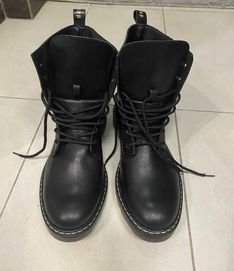 Нови черни кожени ботуши Firetrap (стил Doc Marten), размер 10 UK
