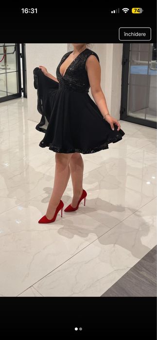 Rochie Ana Radu neagra cu paiete, purtata o singura data, marimea M/L