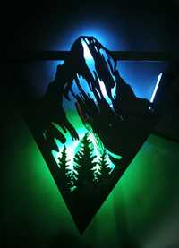 настенная светильник. Wall art. С подсветки гора и деревья