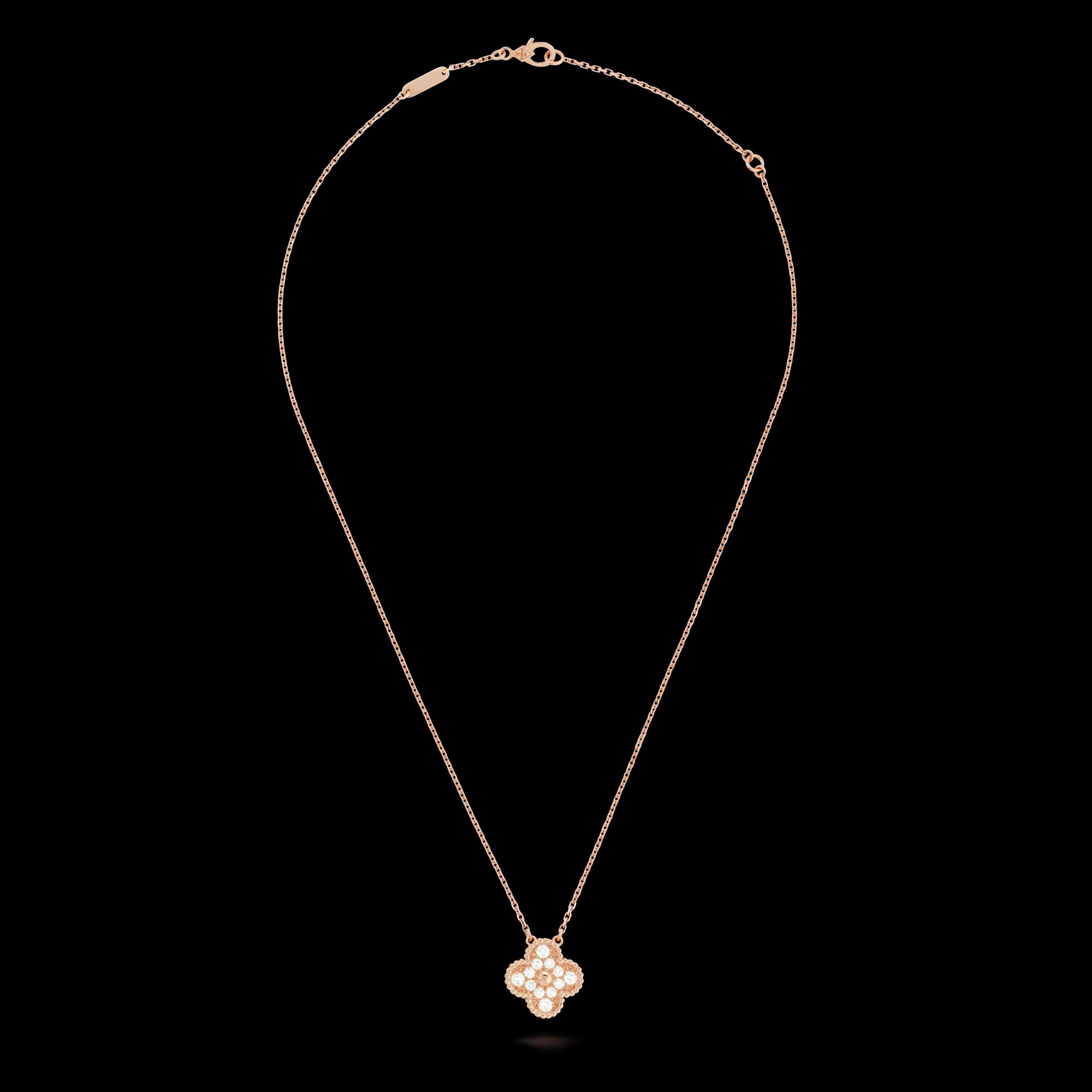 Van Cleef & Arpels VCA Rose Diamond Alhambra 1 Clover Дамско Колие