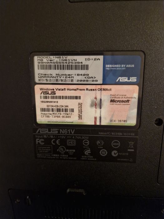 Ноутбок ASUS N61V