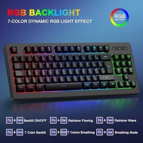 Нова Безжична гейминг клавиатура мишка RGB TKL UK Layout за PC/конзоли