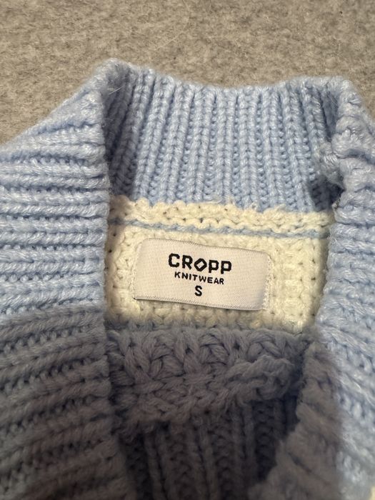 Pulover Cropp alb-bleu