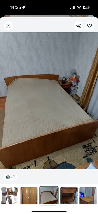 Двухспальная кровать с матрасом