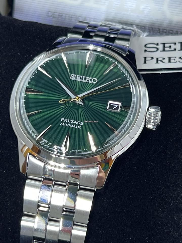 Мъжки Часовник Seiko Presage Cocktail Зелен Автоматичен с Верижка