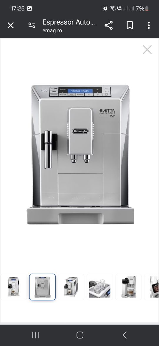 Espressor Automat De'Longhi ECAM 45.760 ELETTA, 1450 W, 15 bar, Alb
