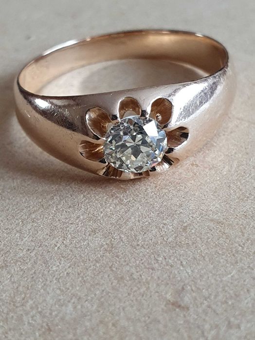 Inel unisex ghiul Gypsy aur roz diamant natural taietura veche 0,52CT