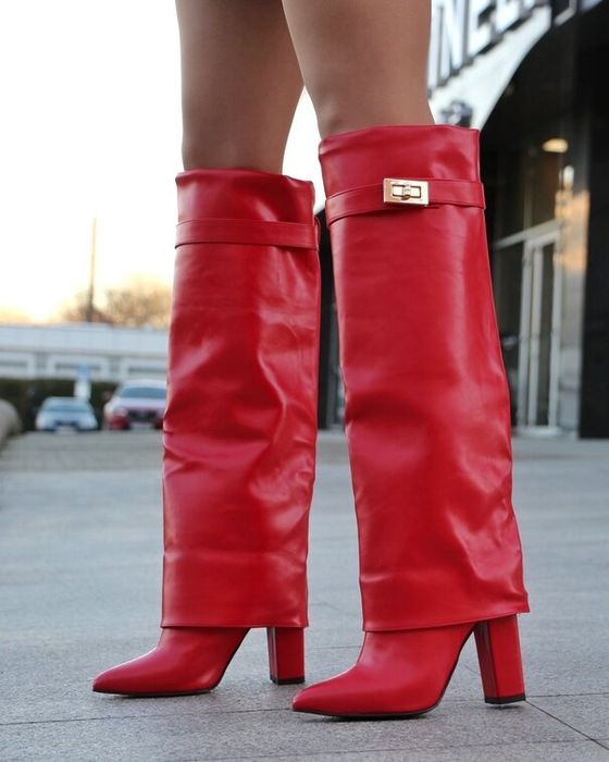 Ботуши на ток - червена кожа (36-40)