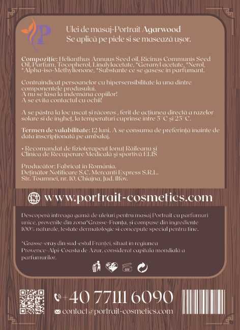 Ulei De Masaj Profesional marca Portrait Agar Wood