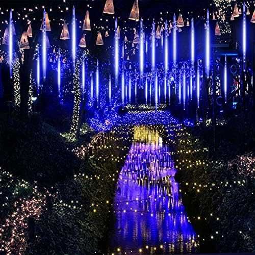 Нови 480 LED Коледни Външни Светлини Метеоритен Дъжд 7.6м Украса двор