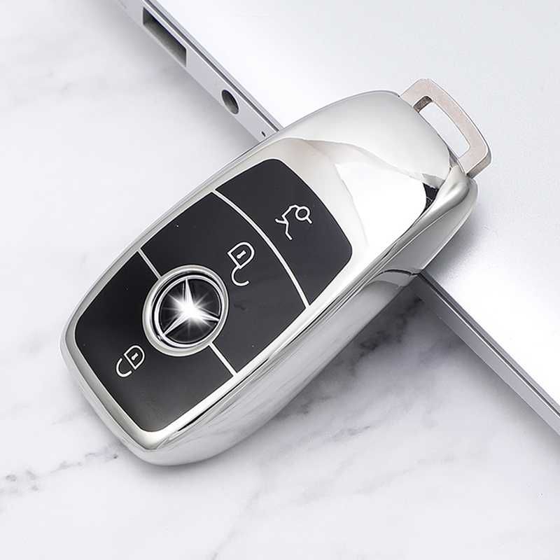 Husa de protectie premium pentru cheie auto Mercedes Benz Key, Silver