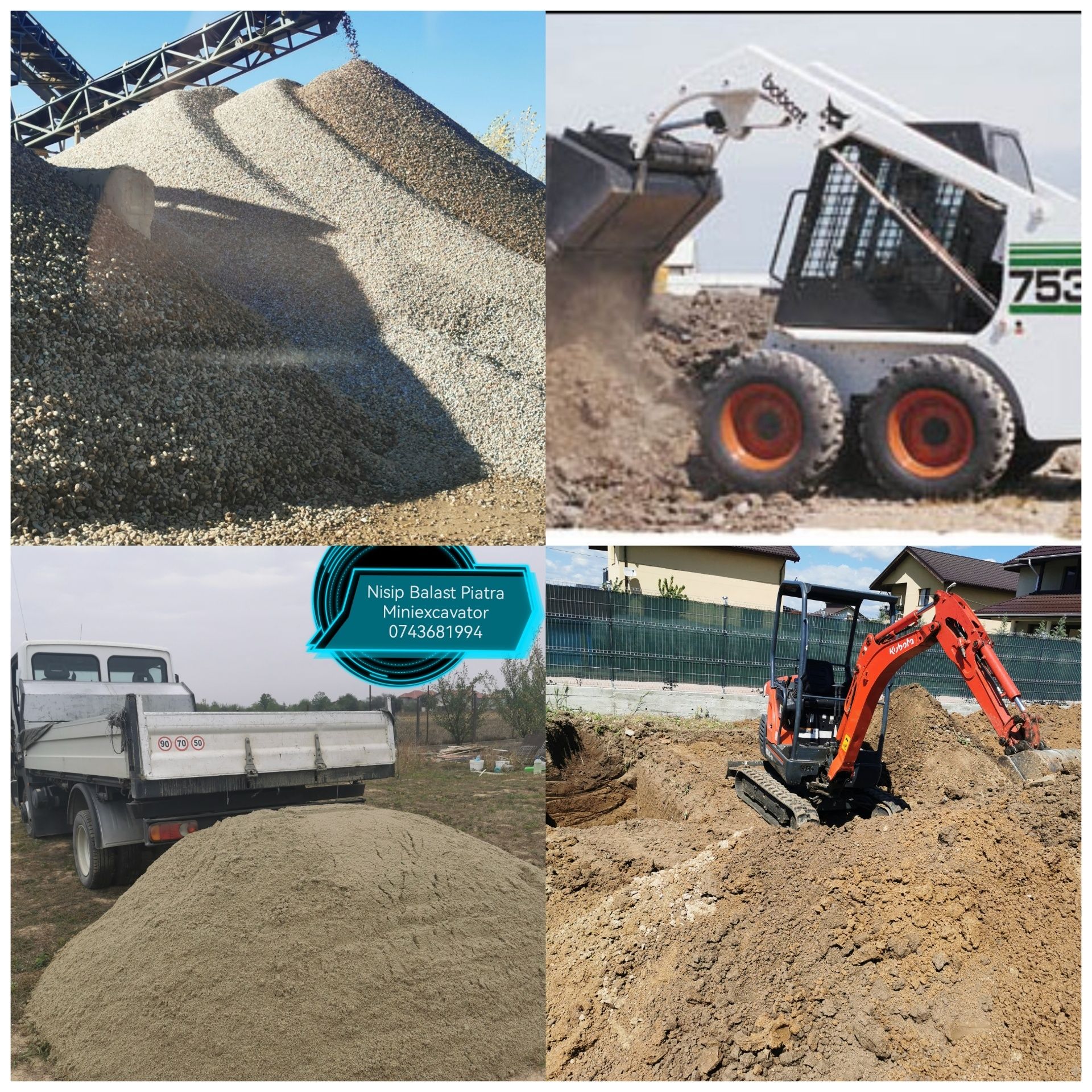 Nisip Balast Piatra Bobcat, Miniexcavator