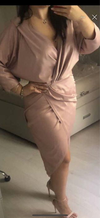 Rochie roz pal din saten marimea L