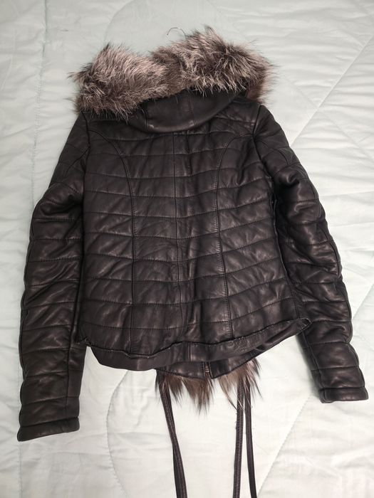 Дамско яке ест кожа и ест косъм от лисица