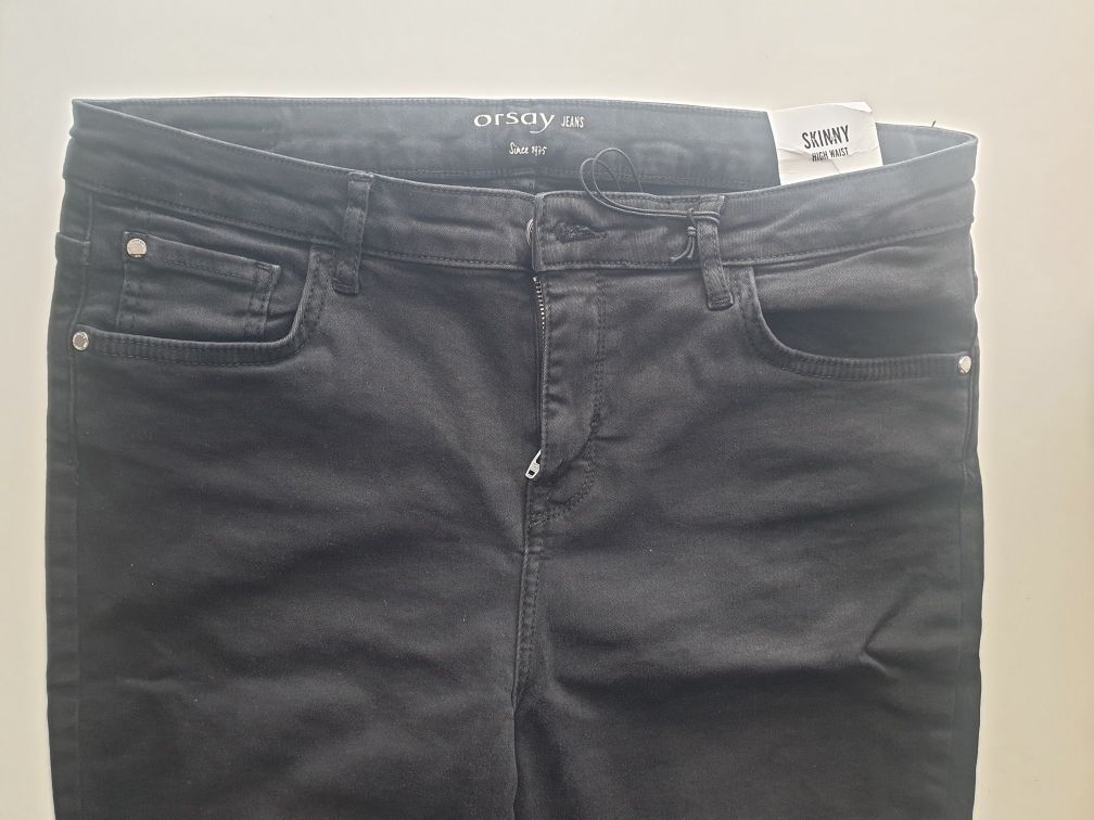 Blugi skinny, talie inalta, marimea 44, culoarea negru