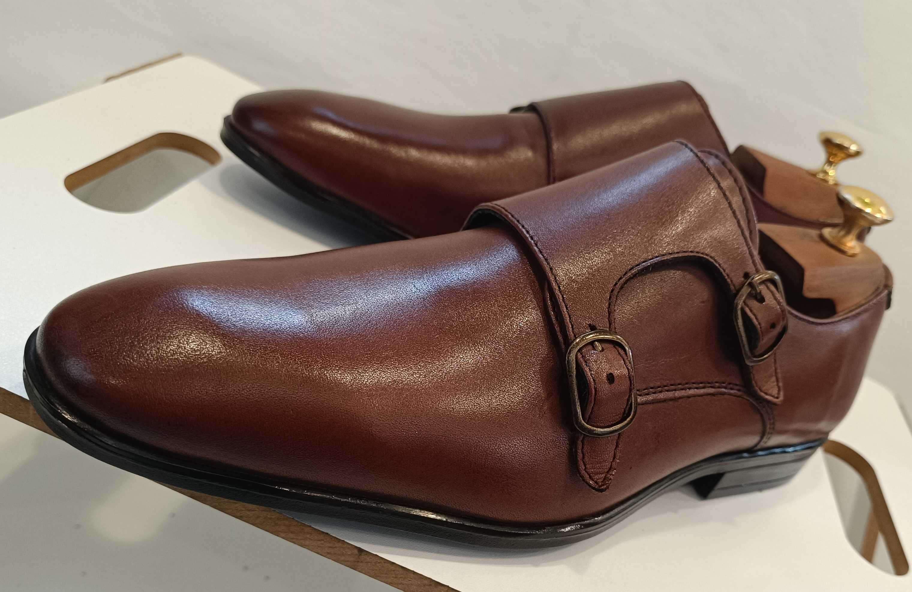 Pantofi monk 42.5 premium ASOS NOI piele naturala moale