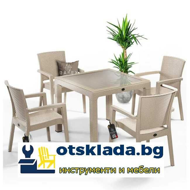 Комплект маса + 6 стола или 4 стола ратан 3 цвята и размери маси мод.9